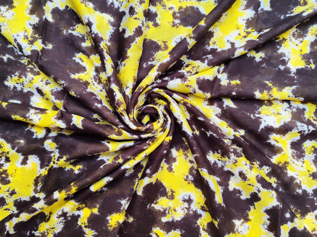 Fabtone Women’s Scarf/Stole | Yellow & Brown Cloud Print | Soft Lightweight Viscose Wrap | 70x180 cm | All-Season Scarf for Women | Sweat Absorbent | Dust & Sun Protection