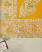 Naureen Women Faux Pashmina Kani Shawl with Contrast Palla, Warm and Soft, 40x80 inch (Mustard)