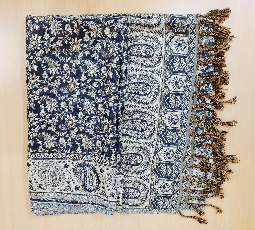 Rastogi Handicraft Large Pashmina Shawls & Wraps for Women Extra Soft Cashmere Feel Throw Womens Size 82 X 28 Inches, Brown Carry Design-2, 82 X 28 Inches