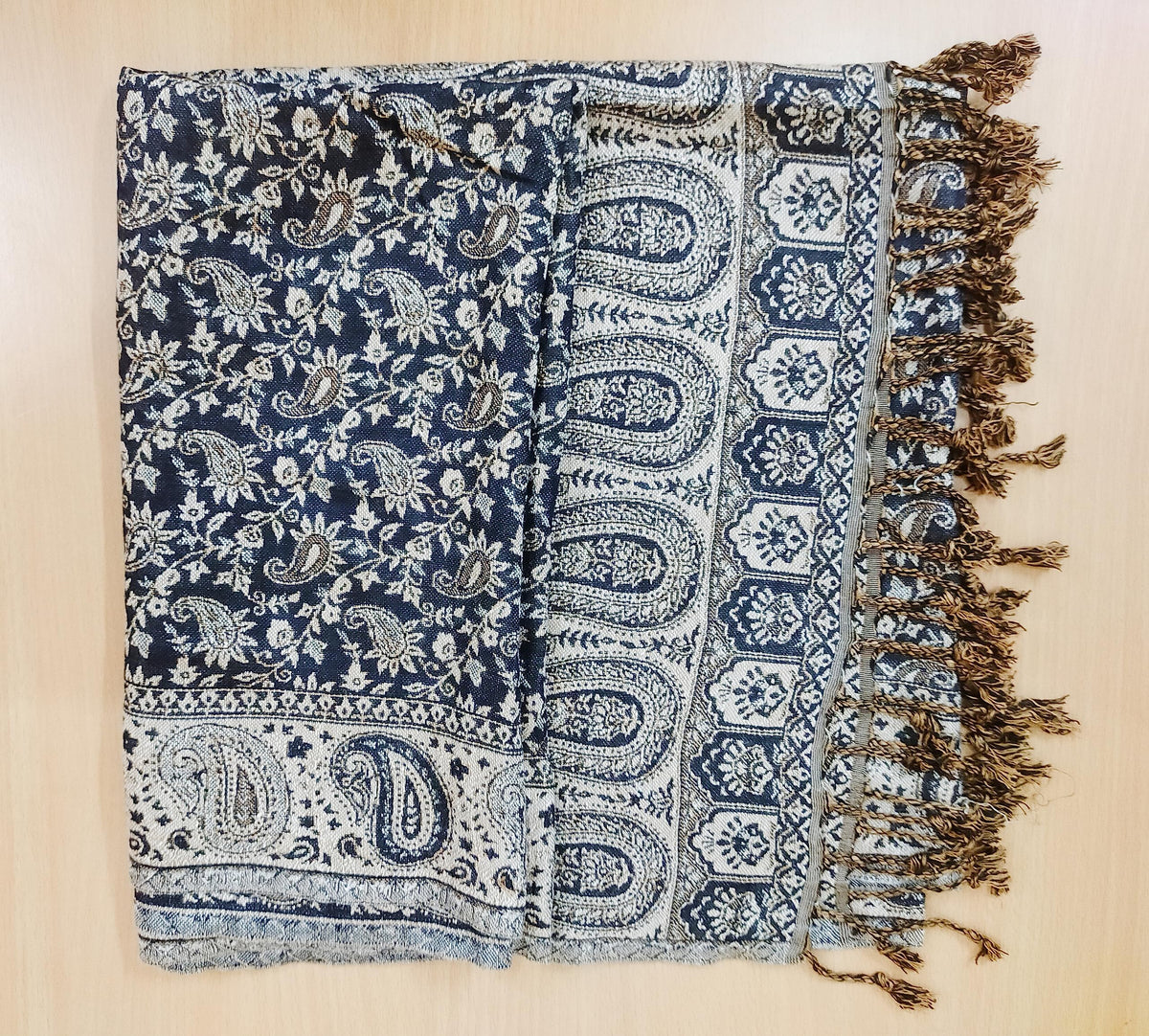 Rastogi Handicraft Large Pashmina Shawls & Wraps for Women Extra Soft Cashmere Feel Throw Womens Size 82 X 28 Inches, Brown Carry Design-2, 82 X 28 Inches