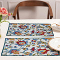PRAKARTIK BY INDUARTS Rangoli Flower Tapestry Eco-Friendly Cotton Dining Table mats – Reusable, Machine Washable, Everyday Use Multiclor Rectangular Placemats, Set of 6 (33x47 cm) Kafalo