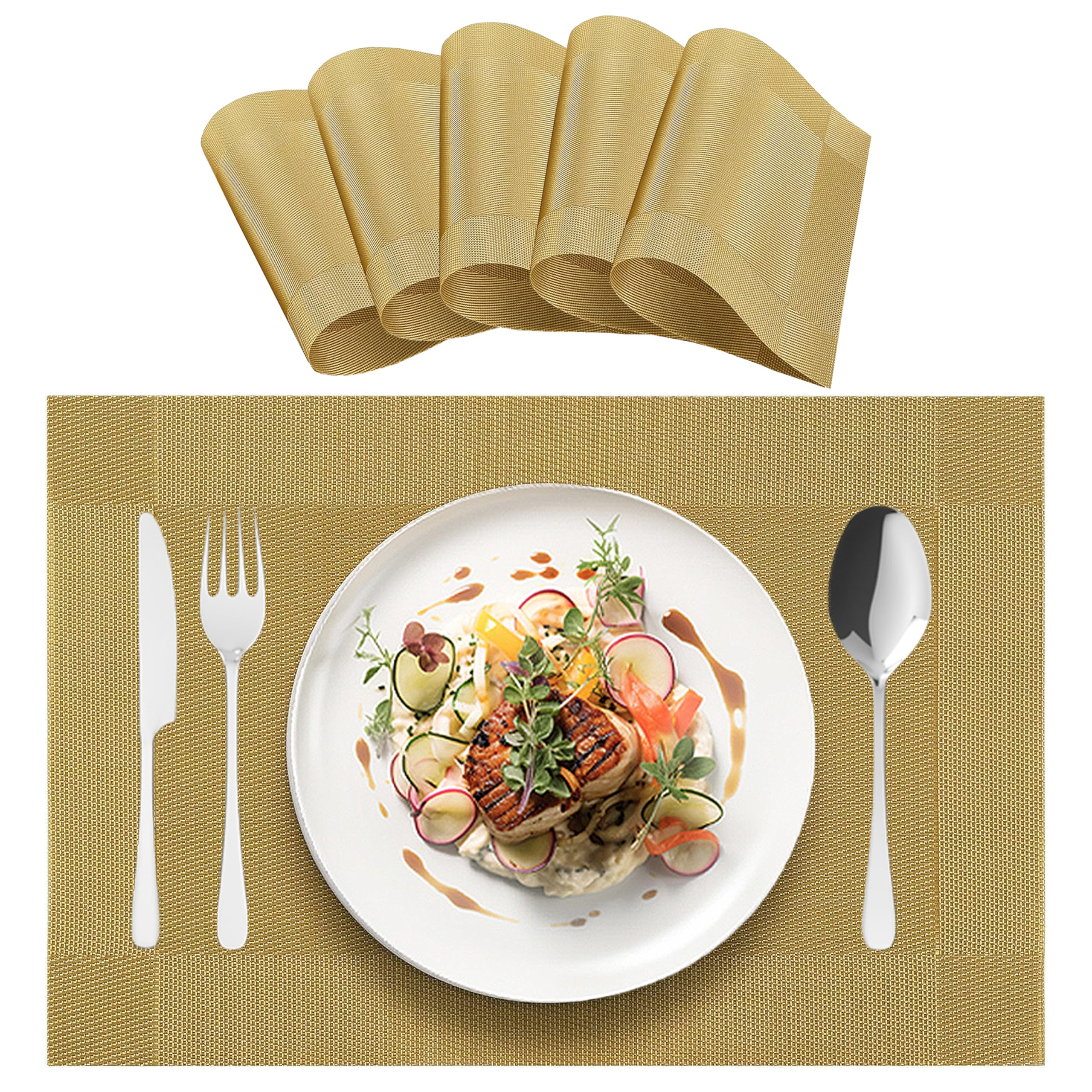 SLEEKBODE™ Dining Table Mats 6 Pieces Waterproof | Placemats for Dining Table | Heat Resistant Mats for Dining Table Accessories | Bed Side Table Mats | Table Placemats | Dining Table Cover | Foodmat Kafalo