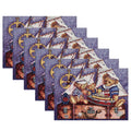 PRAKARTIK BY INDUARTS Bear Pirate Treasure Ship Design Eco-Friendly Cotton Dining Rectangular Table mats - Reusable, Machine Washable, Everyday Use Purple & Brown Placemats, Set of 6 (33x47 cm) Kafalo