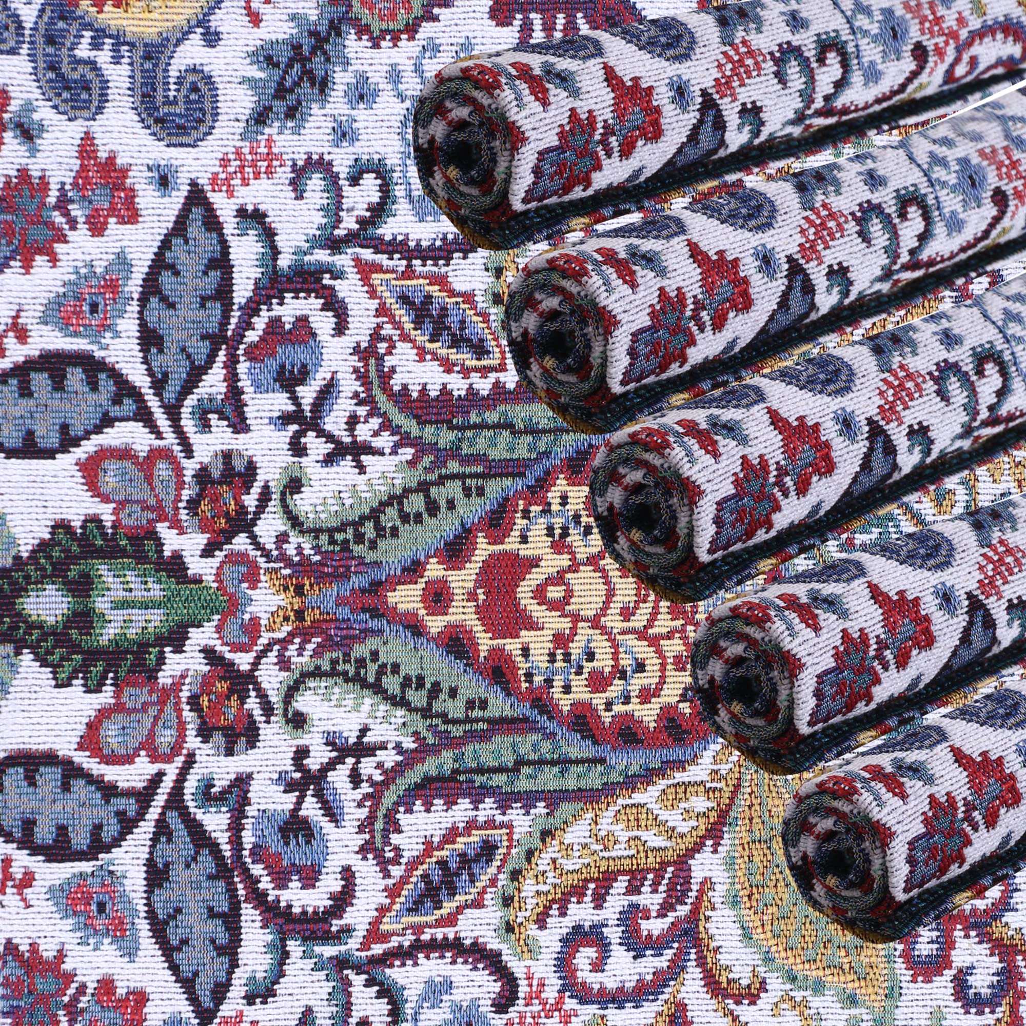 PRAKARTIK BY INDUARTS Floral Living Eco-Friendly Cotton Dining Table mats – Reusable, Machine Washable, Everyday Use Multicolor Rectangular Placemats, Set of 6 (33x47 cm) Kafalo