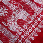BOVZEN Women's Cotton Design of Horse Knitted Handloom Shawl (Red; 2 L m x 95 W cm)