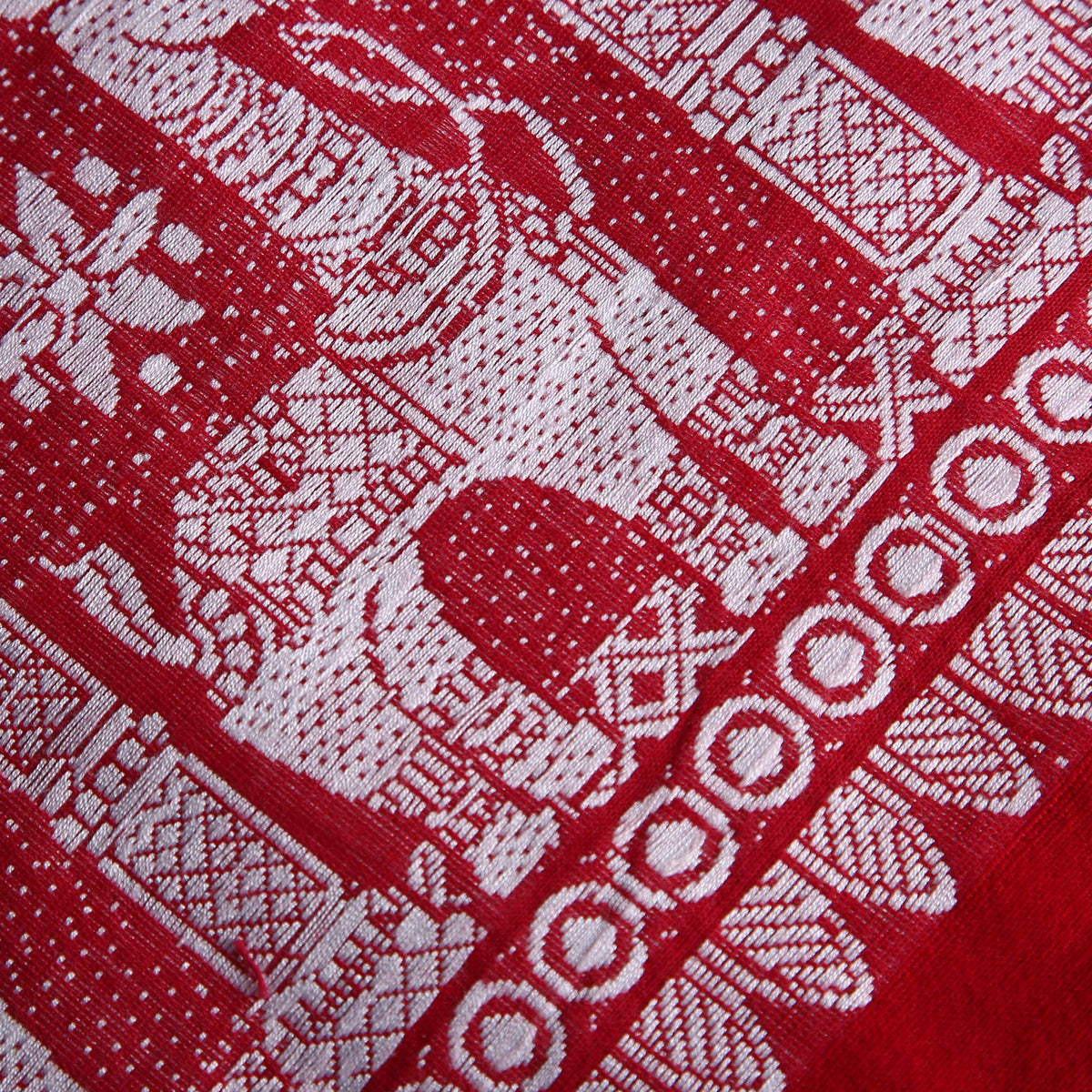 BOVZEN Women's Cotton Design of Horse Knitted Handloom Shawl (Red; 2 L m x 95 W cm)