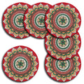 SLEEKBODE™ Placemat for Dining Table | Cotton Table Placemat Set of 6 Pieces | Bed Side Table Mat | Cotton Round Shape Placemat | Side Table Cover | Round Table Mat (Mandala) Kafalo