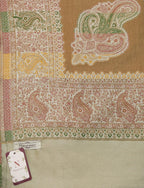 Naureen Women Faux Pashmina Kani Shawl with Contrast Palla, Warm and Soft, 40x80 inch (Beige)