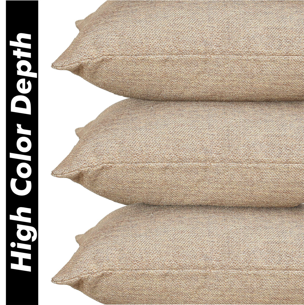 Yellow Weaves Jute Texture Cushion Covers, 12 X 12 Inches, Beige, Set of 5, 250 TC
