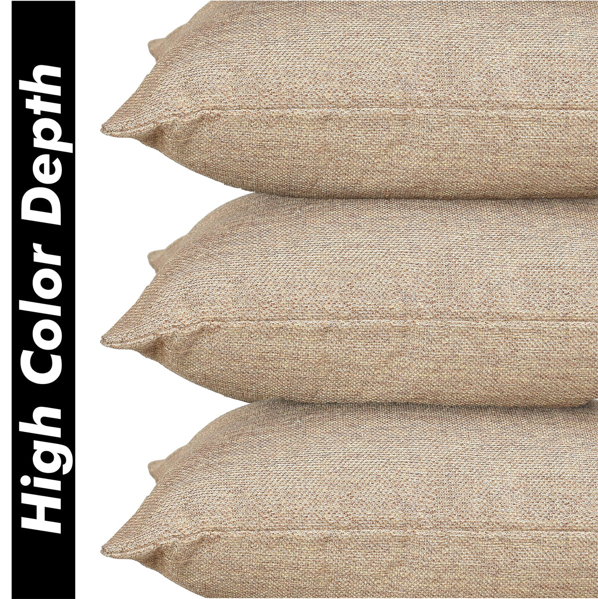 Yellow Weaves Jute Texture Cushion Covers, 12 X 12 Inches, Beige, Set of 5, 250 TC