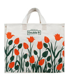 DOUBLE R BAGS Eco Cotton Canvas Shopping Bag | Reusable Grocery & Vegetable Carry Bag with Reinforced Handles | Milk, Fruits & Kitchen Essential (Multicolor, 41.8x21.5x38 cm, 1 Compartment)