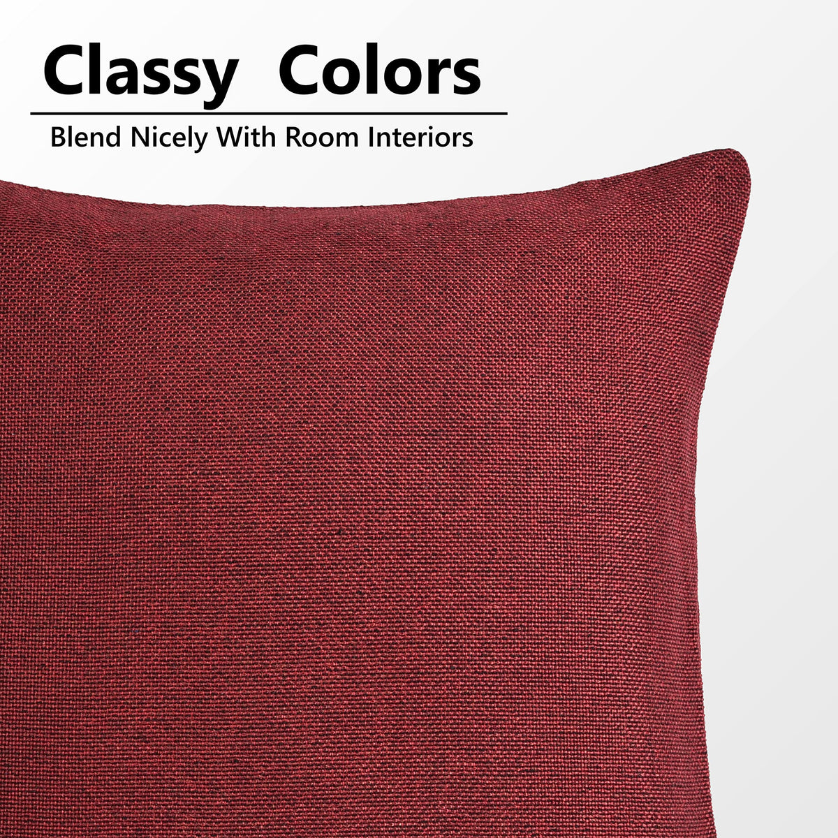 Yellow Weaves Jute Texture 250 TC Cushion Covers, 16 X 16 Inches, Maroon, 1 Piece