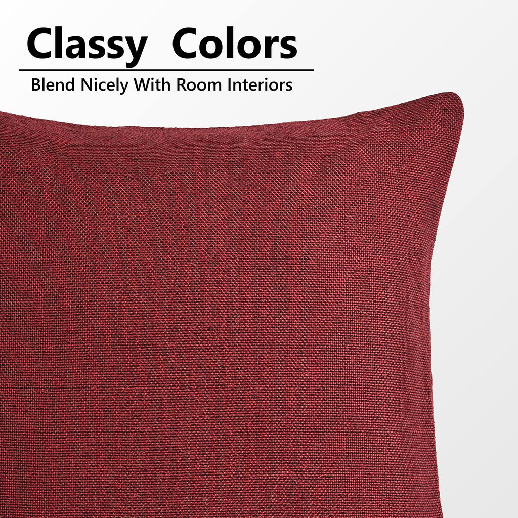 Yellow Weaves Jute Texture 250 TC Cushion Covers, 24 X 24 Inches, Maroon, 1 Piece