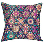 Vendola Decorative Satin Sofa Cushion Covers Set of 5, 16 inch x 16 inch, Sofa Pillow Cover, Multicolor, Geometrical Turkish Design, Zipper Closure (Turkey, 16X16 Inches)