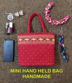 srishopify handicrafts MINI Handbags for Girls Stylish Handmade Banjara Traditional Small Bags Hand Purse Cotton Red Original Thread Work Pouch