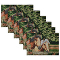 PRAKARTIK BY INDUARTS Horse Design Eco-Friendly Cotton Dining Rectangular Table mats - Reusable, Machine Washable, Everyday Use Green & Brown Placemats, Set of 6 (33x47 cm) Kafalo