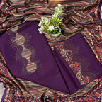 EJS Women's Winter Unstitched Woolen Pashmina Digital Printed Swarovski Work Salwar Suit Dress Material With Soft/Pashmina Shawl (Noor-e-Amethyst)