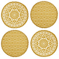 SARAL Home Jute and Cotton Crochet Antiskid Printed Round Table Mat|Placemats for Bed-Side Table, Center Table, Dining Table, Shelves|Home Decor, Set of 4 pc (Yellow, 38x38 cm) Kafalo