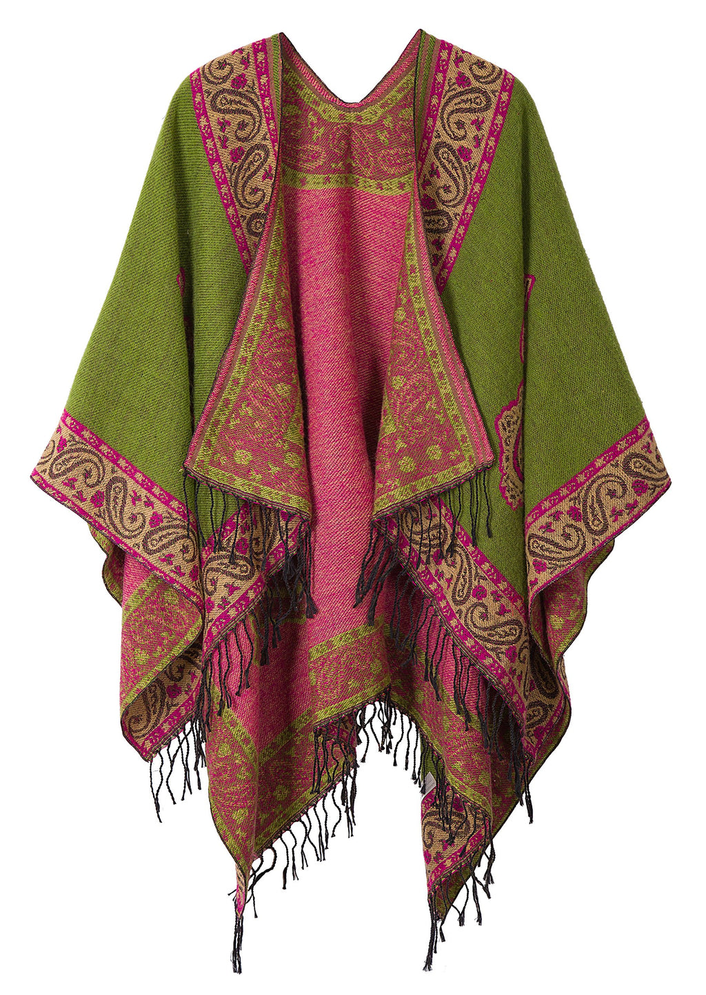 Women?s Warm Shawls Retro Poncho Cape Floral Printed Coat Open Front Cardigans