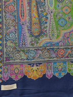 Naureen Women Pashmina Blend Kani Shawl with Paisley and Floral Artwork, Warm and Soft, 40x80 inches (Navy)