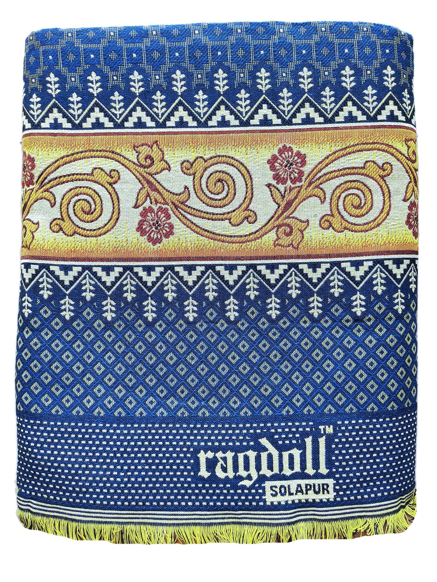 ragdoll® Cotton Solapur Chaddar King Size Bed 350 TC Royal Blue Color Pack of 1 (Size 90 X 108 Inch / 9 x 7.5 Feet) Kafalo