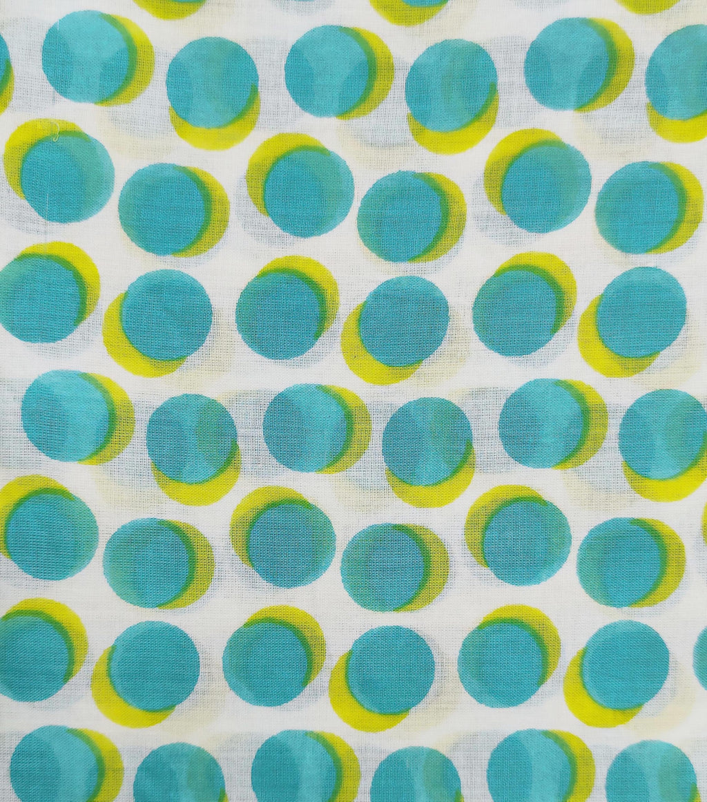 Fabtone Women’s 100% Soft Cotton Scarf/Stole White Turquoise Polka Dot Pattern – Lightweight, Accessory for Neck Covering – 100 x 180 cm