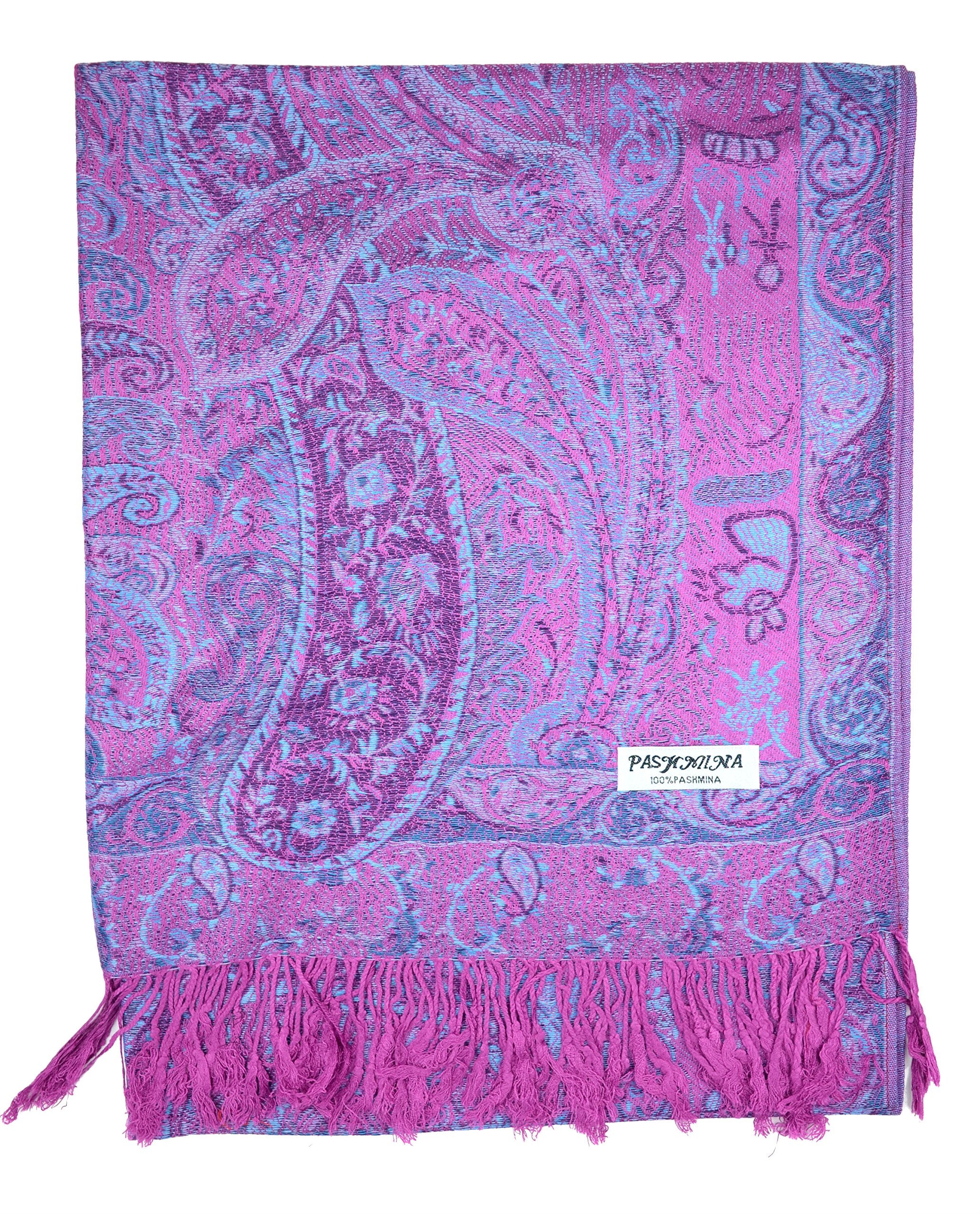 Plum Feathers Tapestry Ethnic Paisley Pattern Pashmina Scarf