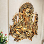 KridayKraft Metal Ganesha ji Statue,Ganpati Wall Hanging Sculpture Lord Ganesh Idol Lucky Feng Shui Wall Decor Your Home, Office,Religious Gift Article Decorative,Showpiece Figurines.