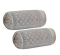 DECOMIZER Jacquard Geomteric Bolster Cover Set | 16x32 Inches | 200 Tc | Dewan Round Pillow Covers | Bed Side Long Pillow Case - (Diamond Grey - Set of 2)