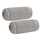 DECOMIZER Jacquard Geomteric Bolster Cover Set | 16x32 Inches | 200 Tc | Dewan Round Pillow Covers | Bed Side Long Pillow Case - (Diamond Grey - Set of 2)
