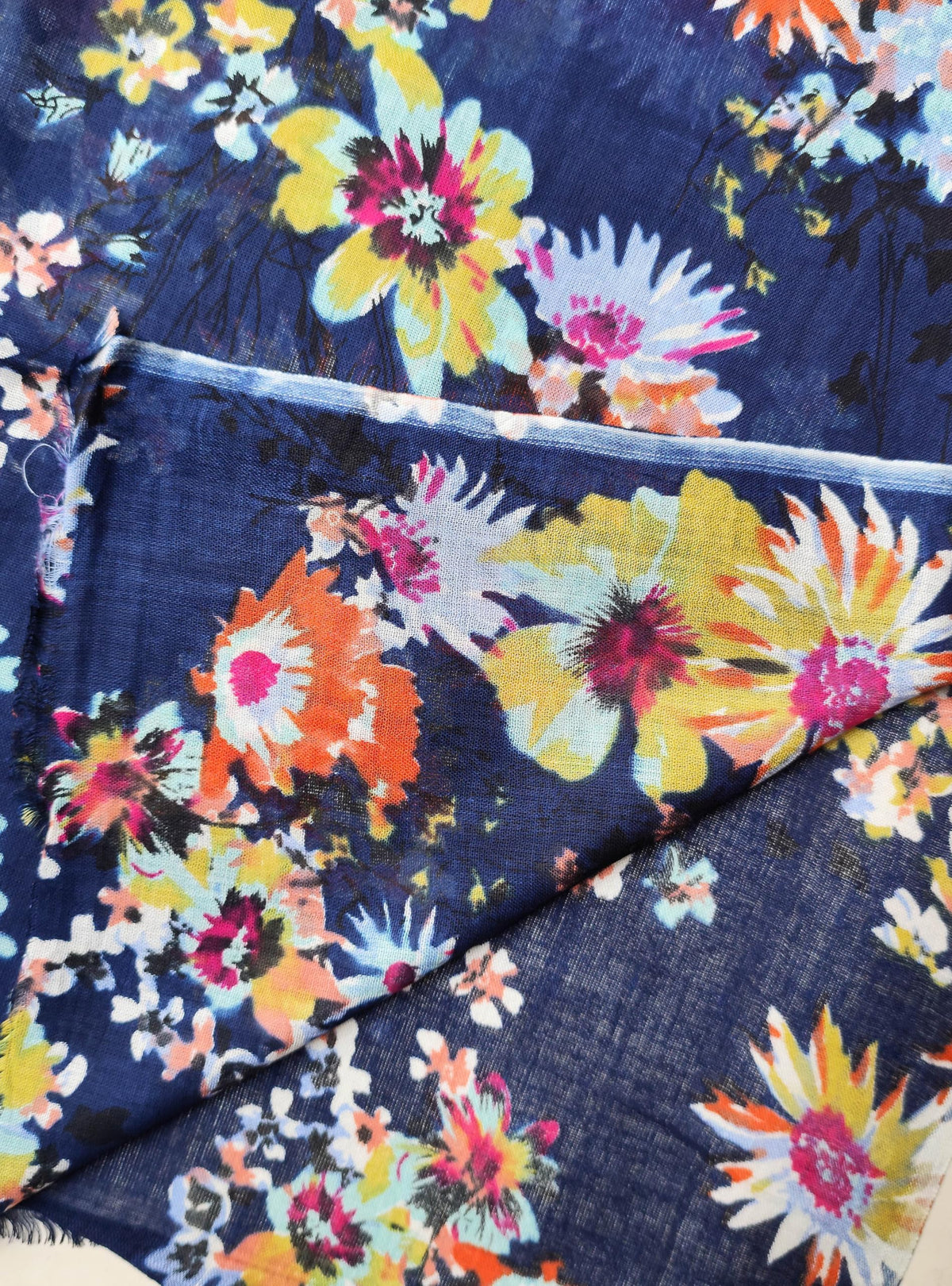 Fabtone Women’s Scarf/Stole | Navy Blue Floral Print | Soft Lightweight Fabric | 70x180 cm | All-Season Fashion Accessory | Stylish Women’s Wrap | Dust & Sun Protection