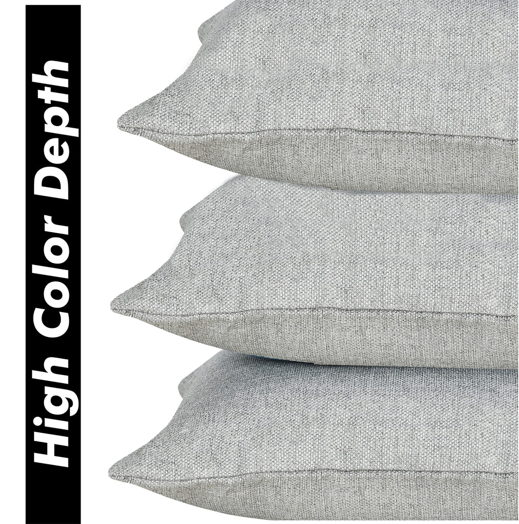 Yellow Weaves Jute Texture 250 TC Cushion Covers, 12 X 12 Inches, Grey, Set Of 3