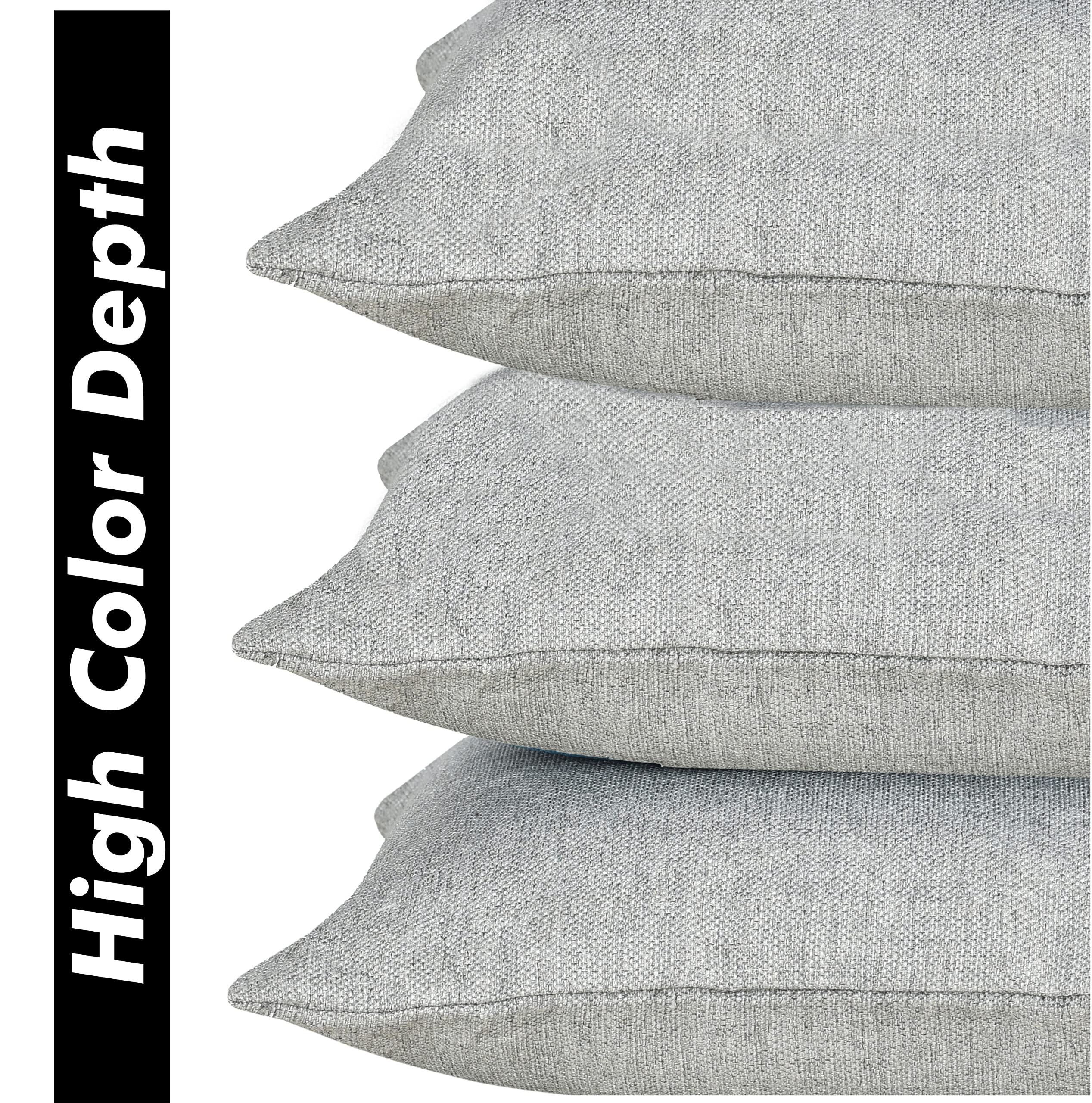 Yellow Weaves Jute Texture 250 TC Cushion Covers, 12 X 12 Inches, Grey, Set Of 3