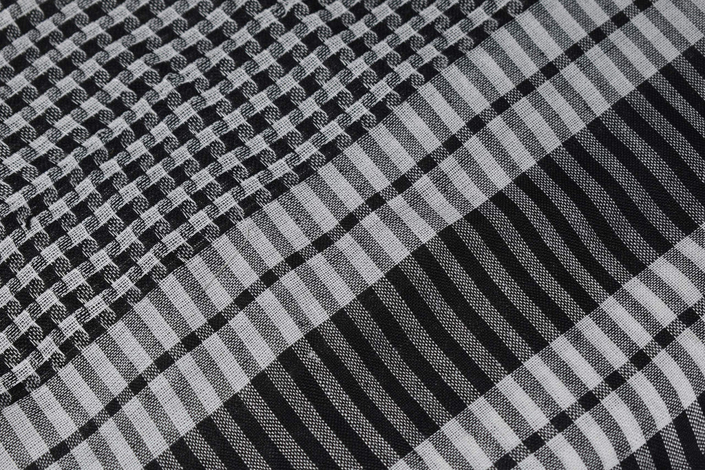 Dulhan SMALL CHECKS PATTERN UNISEX Cotton DESERT SCARF/BIG SHOULDER RUMAAL/Scarf for neck/MUSLIM SHOULDER RUMAAL/SHEMAGH/KEFFIYEH (Black and White)