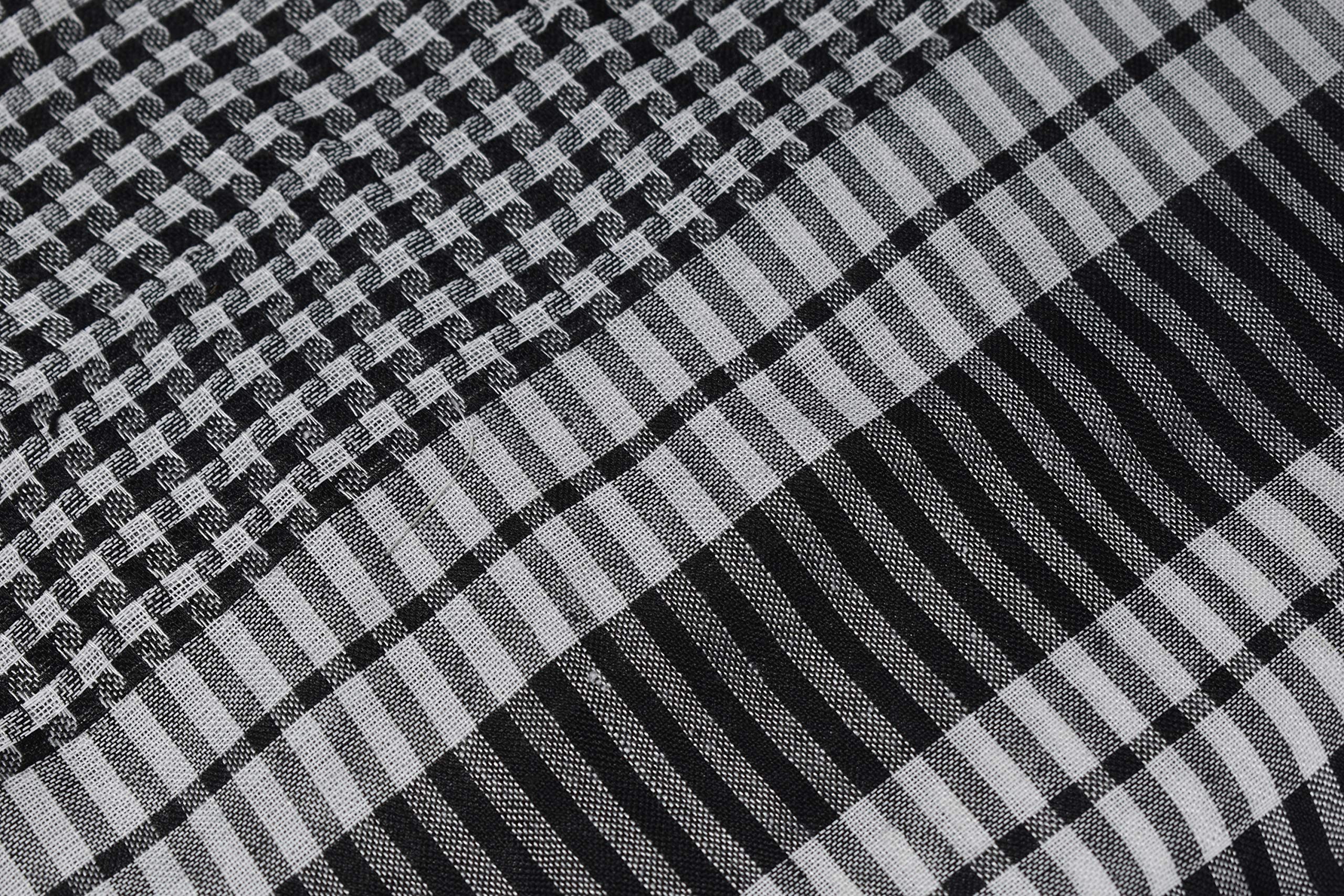 Dulhan SMALL CHECKS PATTERN UNISEX Cotton DESERT SCARF/BIG SHOULDER RUMAAL/Scarf for neck/MUSLIM SHOULDER RUMAAL/SHEMAGH/KEFFIYEH (Black and White)