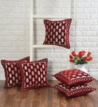 DECOMIZER Jacquard Geomteric Cushion Covers 24 Inch X 24 Inch Set Of 5 Ethnic Motifs 240 TC Cushion Covers,Design- Ambi,Color- Maroon