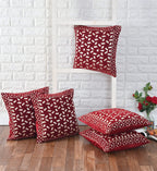 DECOMIZER Jacquard Geomteric Cushion Covers 24 Inch X 24 Inch Set Of 5 Ethnic Motifs 240 TC Cushion Covers,Design- Bricks,Color- Maroon