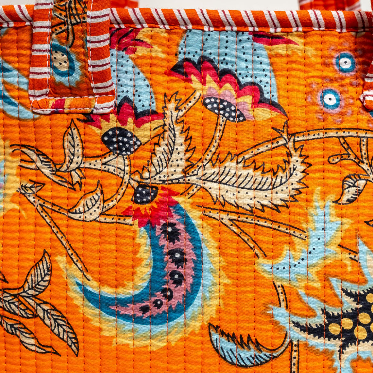 Cotton Quilted Tote Bag for Women, Jungle Print Handbag, Reusable Shoulder Bag with Dual Handles, Lightweight Travel Shopping Tote, Large Capacity Everyday Carry Bag - (Orange tiger bag, 12×12 In)