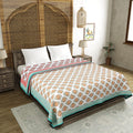 BLOCKS OF INDIA 100% Cotton Dohar King Size Reversible Hand Block Printed Malmal Summer Dohar/Blanket (Color 1) Kafalo
