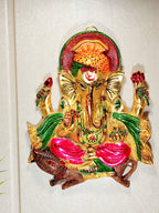 KridayKraft Metal Ganesha ji Statue,Ganpati Wall Hanging Sculpture Lord Ganesh Idol Lucky Feng Shui Wall Decor Your Home, Office,Religious Gift Article Decorative,Showpiece Figurines.