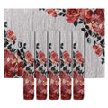 PRAKARTIK BY INDUARTS Floral Bunch Eco-Friendly Cotton Dining Rectangular Table mats - Reusable, Machine Washable, Everyday Use Red & Black Placemats, Set of 6 (33x47 cm) Kafalo
