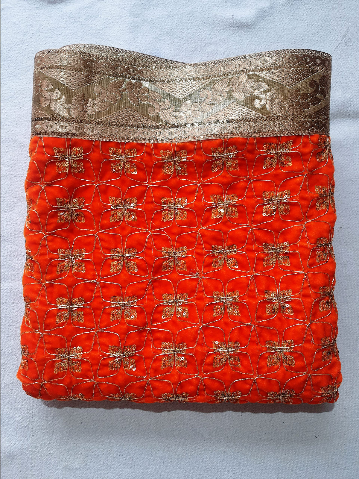 Lakshmi Maa Collection Velvet Rumala Double Set Orange with Heavy gota & Designer Set of 4 PEC