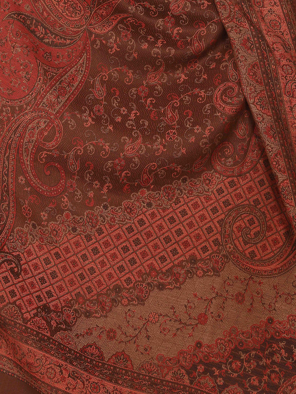 Pashtush Womens Jamawar Shawl Parent (Coffee)