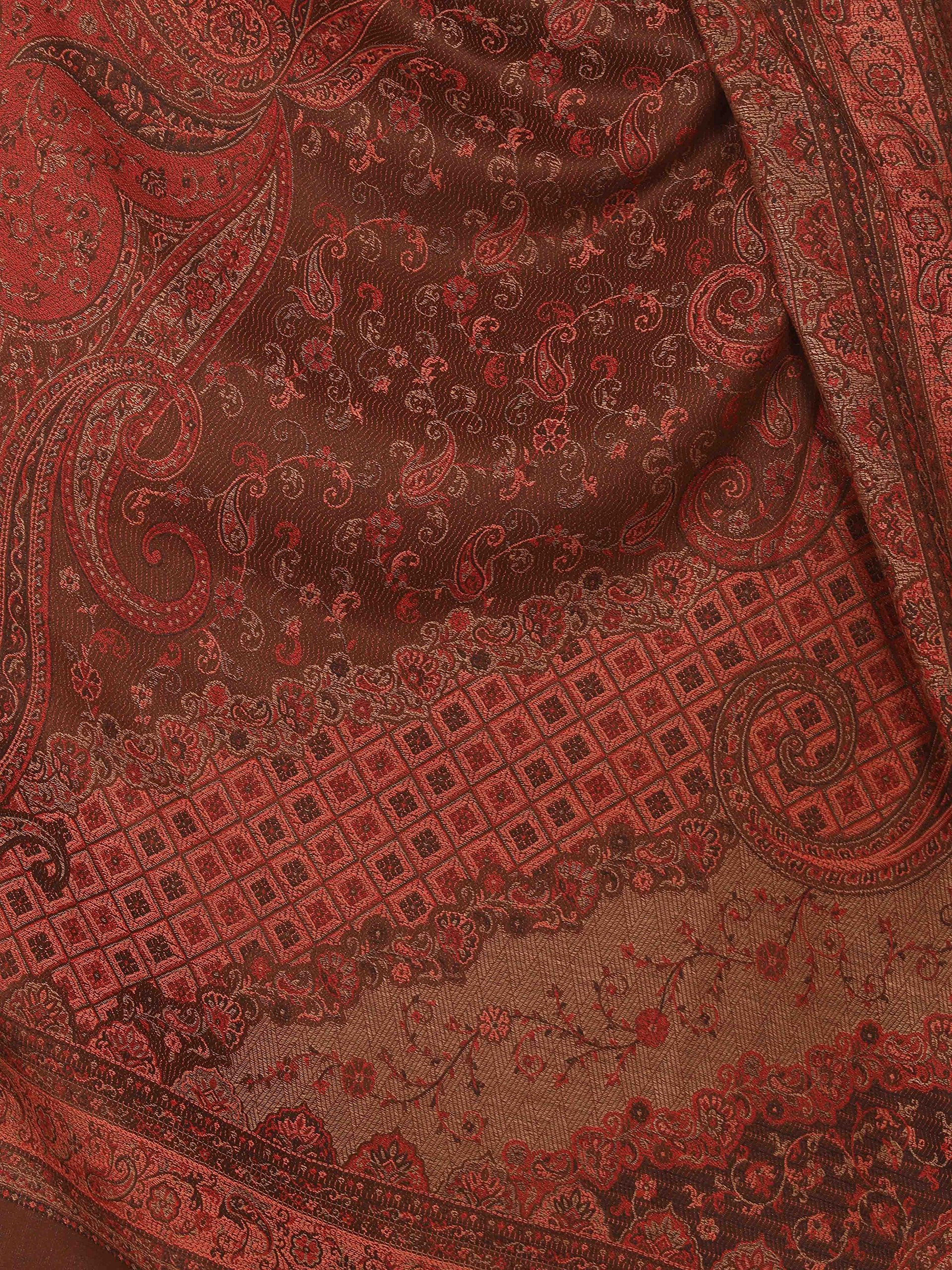 Pashtush Womens Jamawar Shawl Parent (Coffee)