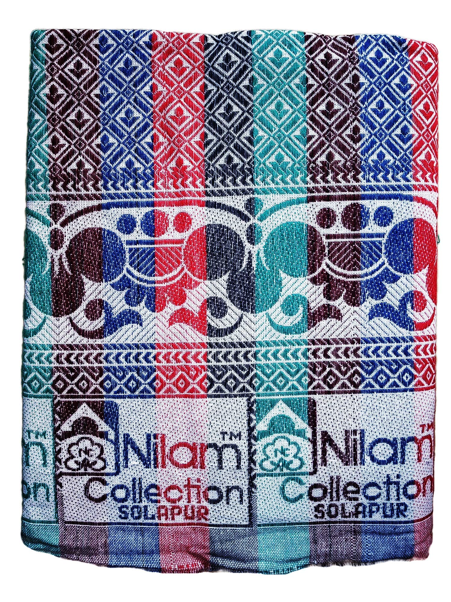 Nilam Collection Solapur Chaddar Cotton 200 TC Blanket/Bed Sheet Single Bed Full Size Color- Multi Color Pack Of 1 (Size- 60X90 Inch) Kafalo