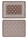 SARAL HOME EASY LIVING Saral Cotton Crochet Antiskid Printed Table Mat Set of 2 pc (33x45 cm), Brown, Rectangular Kafalo