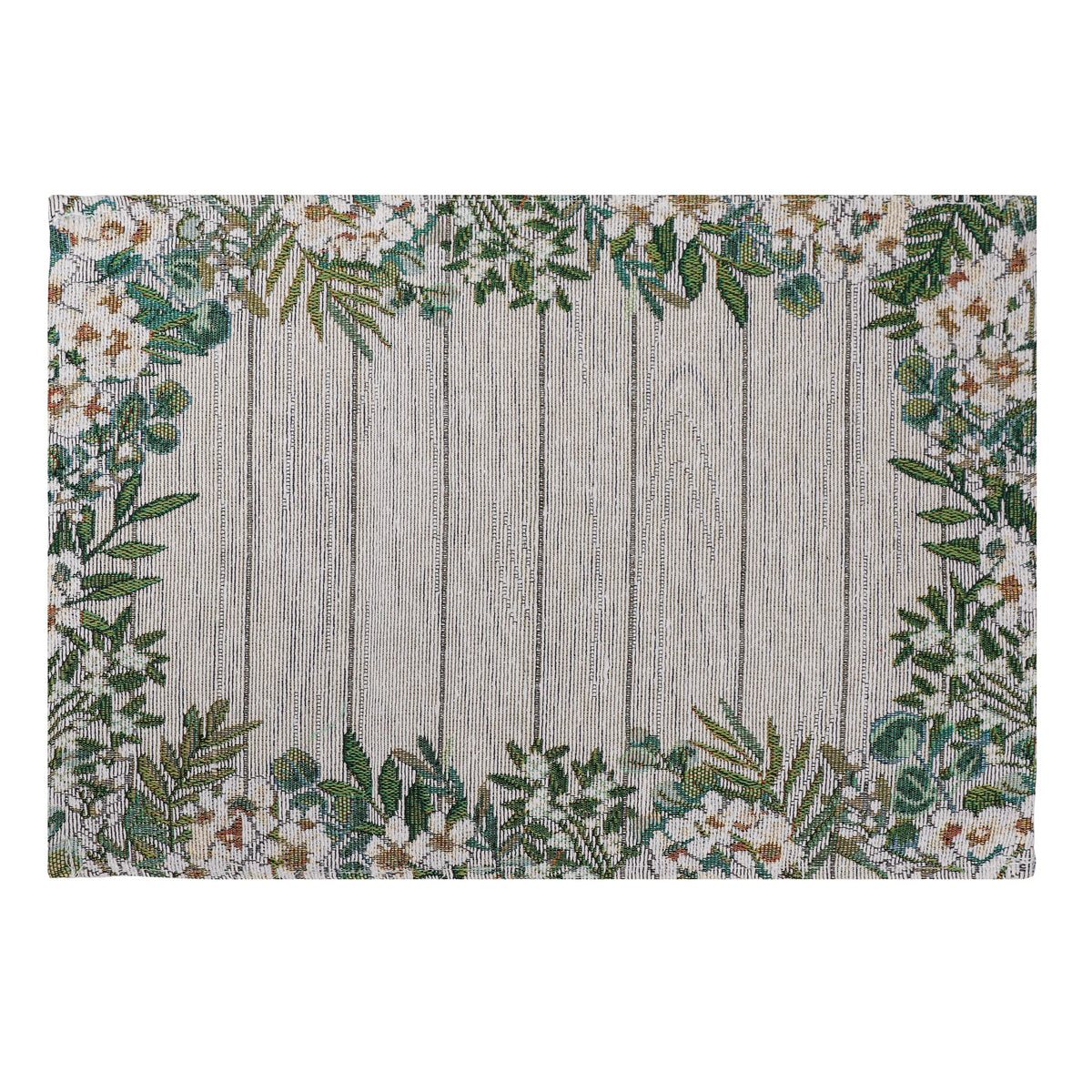 PRAKARTIK BY INDUARTS Daisy Flower Eco-Friendly Cotton Dining Rectangular Table mats - Reusable, Machine Washable, Everyday Use Green & White Placemats, Set of 6 (33x47 cm) Kafalo