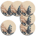 SLEEKBODE™ Placemat for Dining Table | Cotton Table Placemat Set of 6 Pieces | Bed Side Table Mat | Cotton Round Shape Placemat | Side Table Cover | Round Table Mat (White-Green Leaf) Kafalo