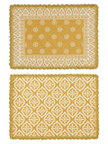 SARAL HOME EASY LIVING Saral Home Cotton Crochet Antiskid Printed Table Mat Set of 2 pc (33x45 cm), Yellow, Rectangular Kafalo