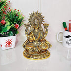KridayKraft Laxmi ji Metal Statue for Pooja Room,Maa Laxmi Idol Murti Decorative Your Home,Office & Religious Idol Gift Article,Showpiece Figurines..., Gold